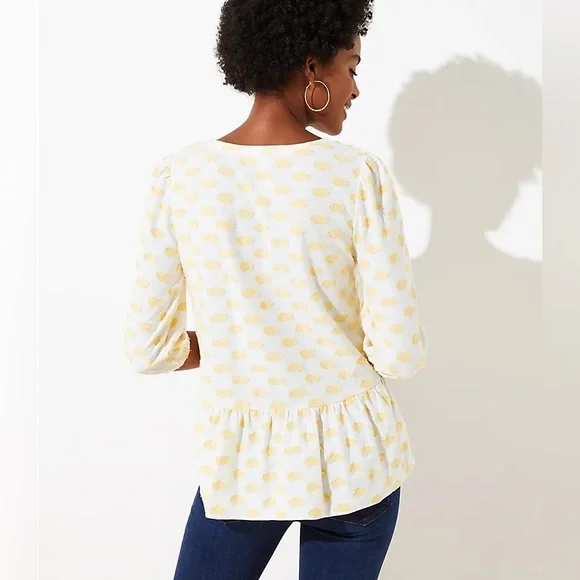 NWT! LOFT Clip Dot Peplum Top - Picture 2 of 7